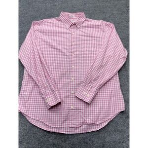 Peter Millar Crown Finish Mens XL Pink Gingham Check Cotton Button Down Shirt
